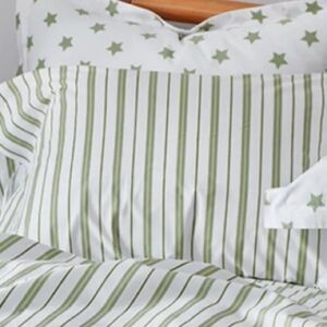 The Company Store Vertical Stripe Organic Cotton Pillowcases Standard, Moss. NWT